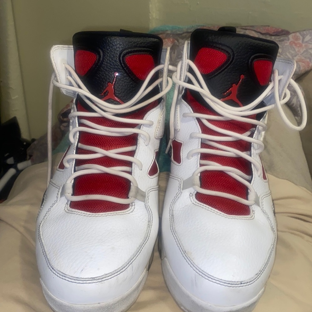 Men Red black and white Jordan sneakers